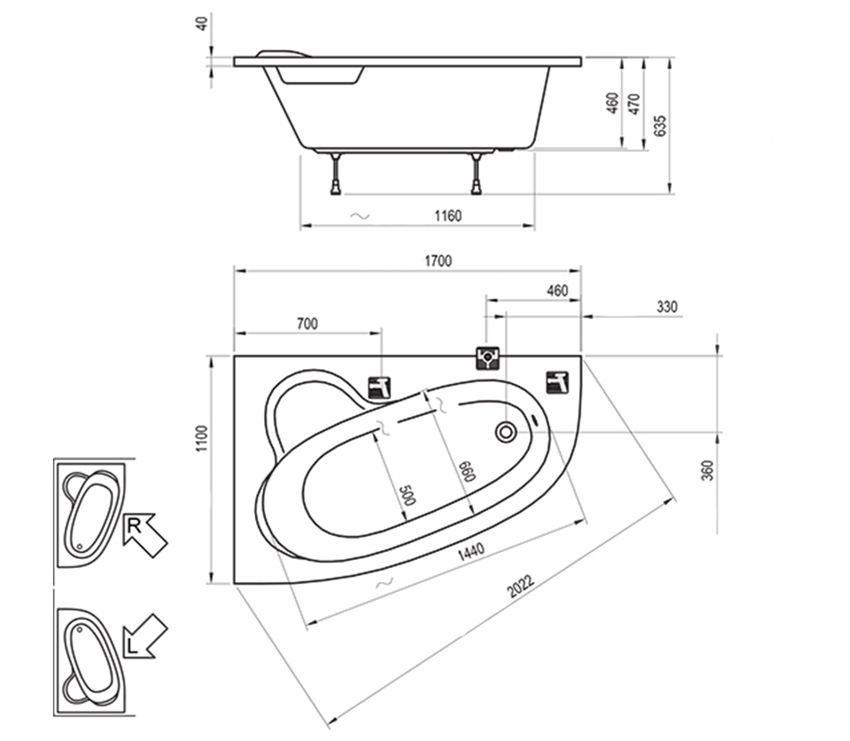 Ванна акриловая Ravak ASYMMETRIC 170x110R изображение