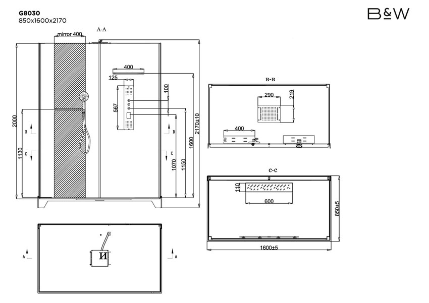 Душевая кабина B&W G8030 изображение