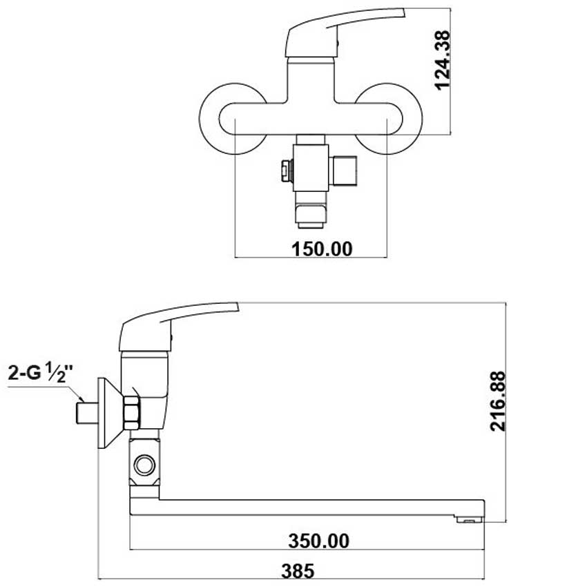 Смеситель для ванны с душем, с длинным изливом Timo Standard 1935Y chrome изображение
