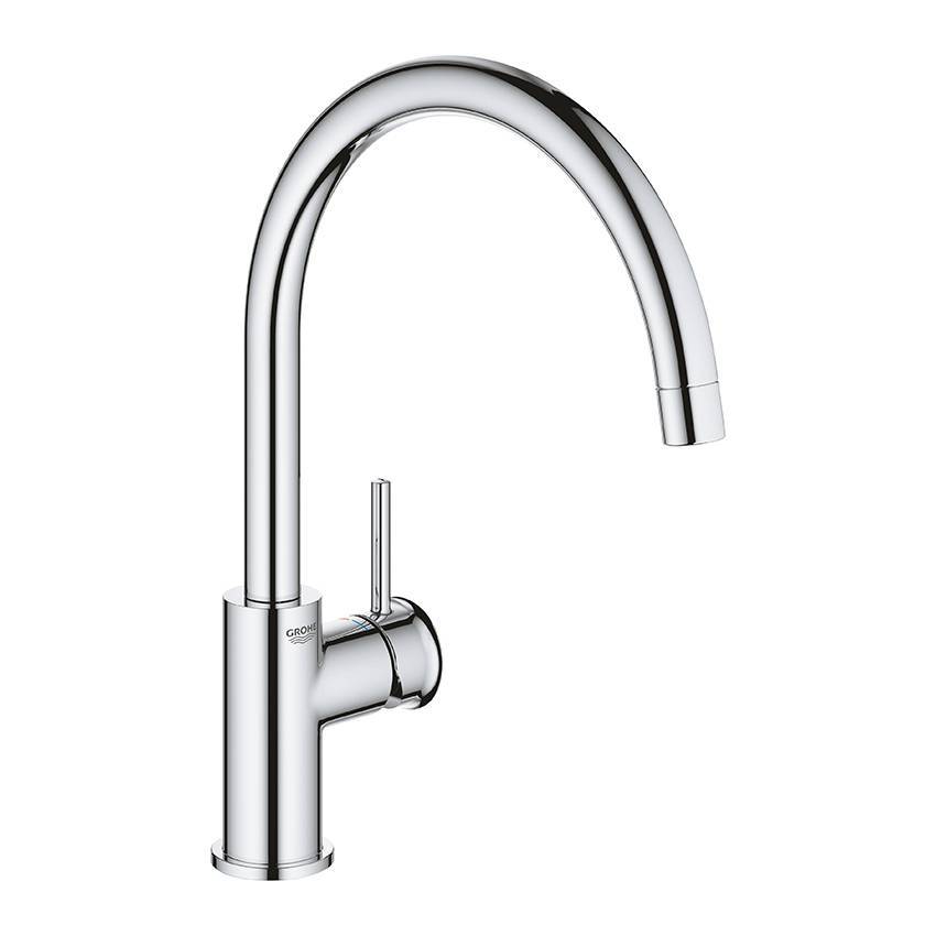 Смеситель для кухни Grohe BauClassic 31535001 с высоким C-образным изливом, хром