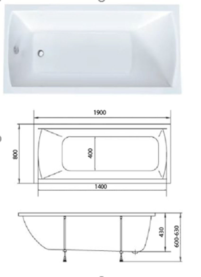 Ванна акриловая Marka One Modern MG 190x80 изображение