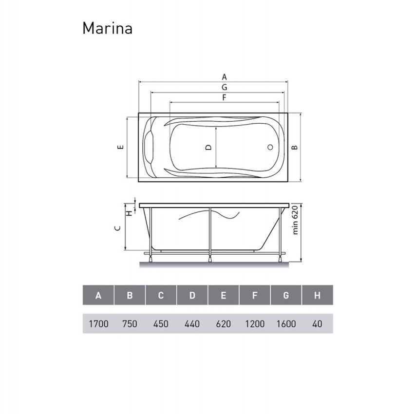 Ванна акриловая Relisan Marina 170x75 изображение