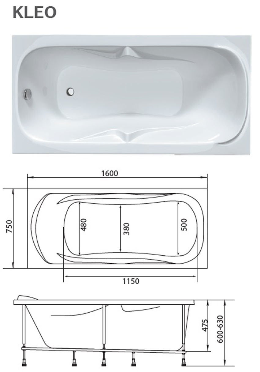 Ванна акриловая Marka One Kleo 160x75 изображение