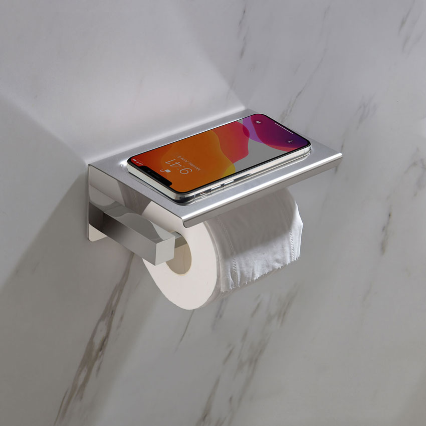 Бумагодержатель с полкой для телефона Timo Selene 10044/00 хром изображение