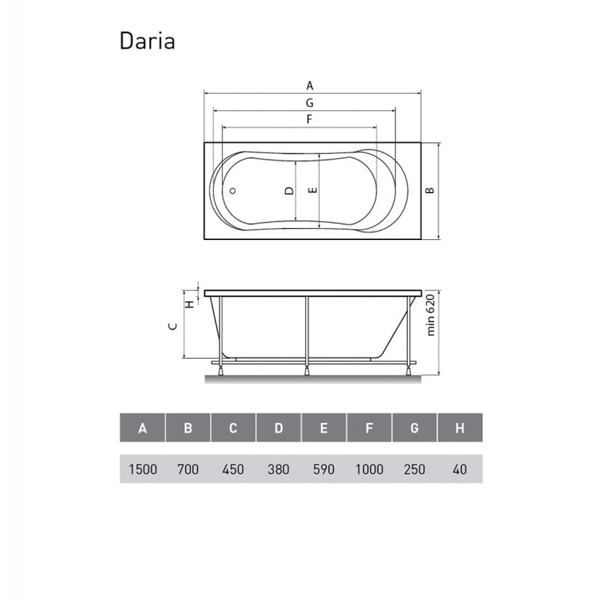 Ванна акриловая Relisan Daria 150x70 изображение