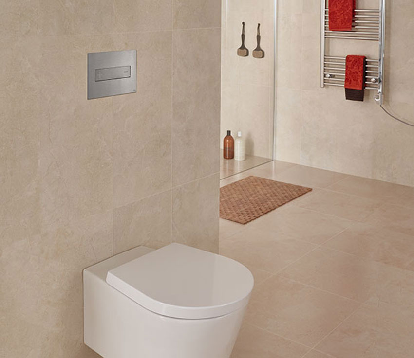 Кнопка смыва механическая Oli двойная Oceania, нержавеющая стальная матовый хром изображение