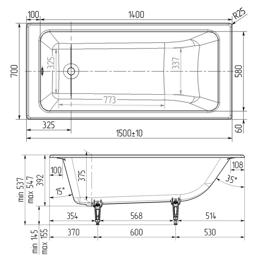 Ванна чугунная Wotte Line 150х70 изображение