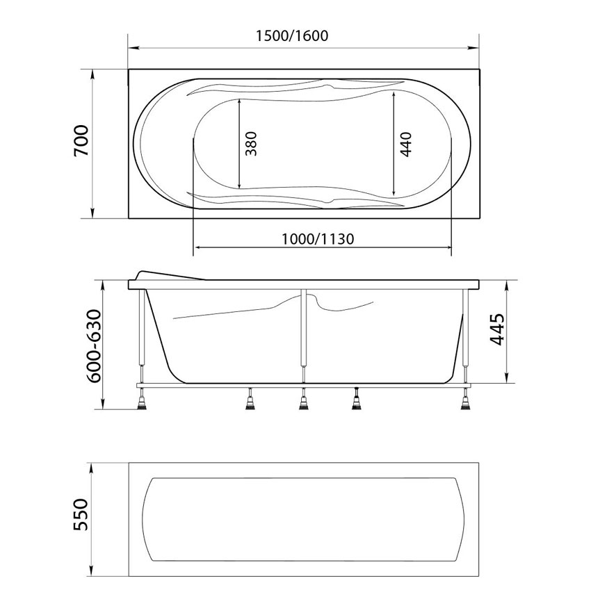 Ванна акриловая Marka One Vita 160x70 изображение