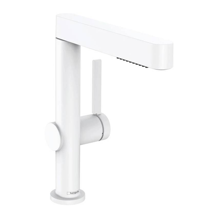 Смеситель для раковины Hansgrohe Finoris 76063700 с донным клапаном push open, матовый белый
