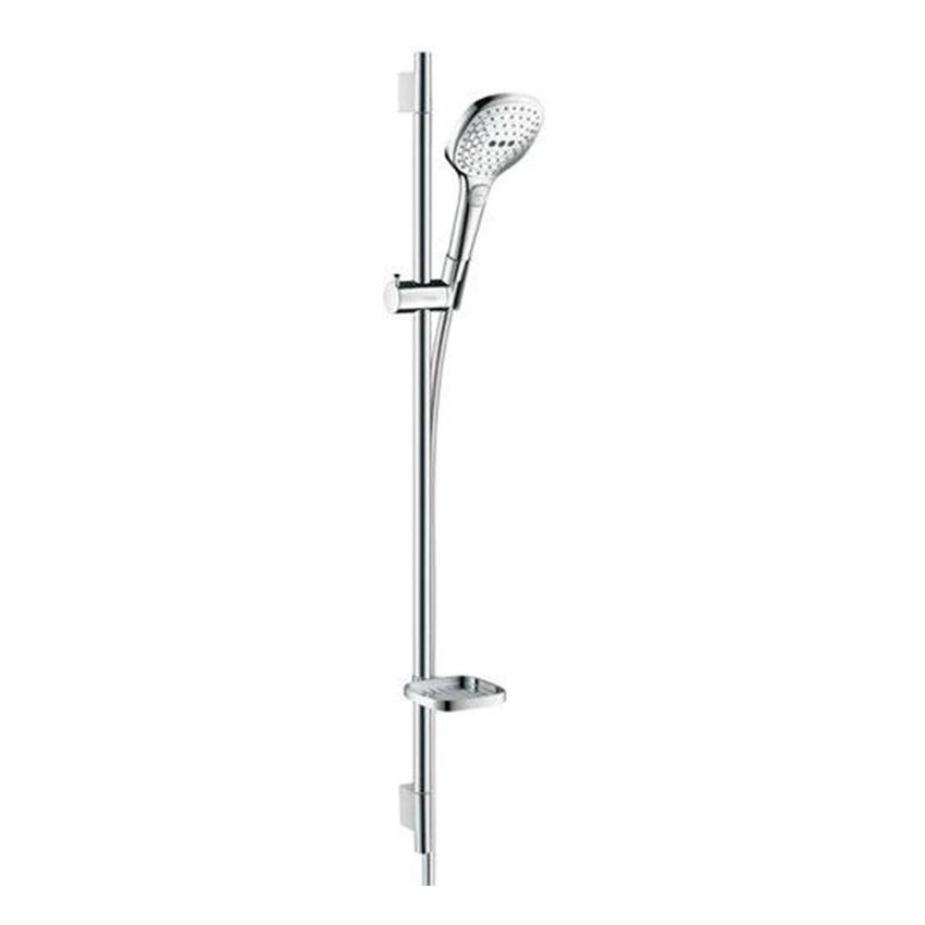 Душевой гарнитур Hansgrohe Raindance Select E 120 26621400 со штангой 90 см и мыльницей, белый/хром