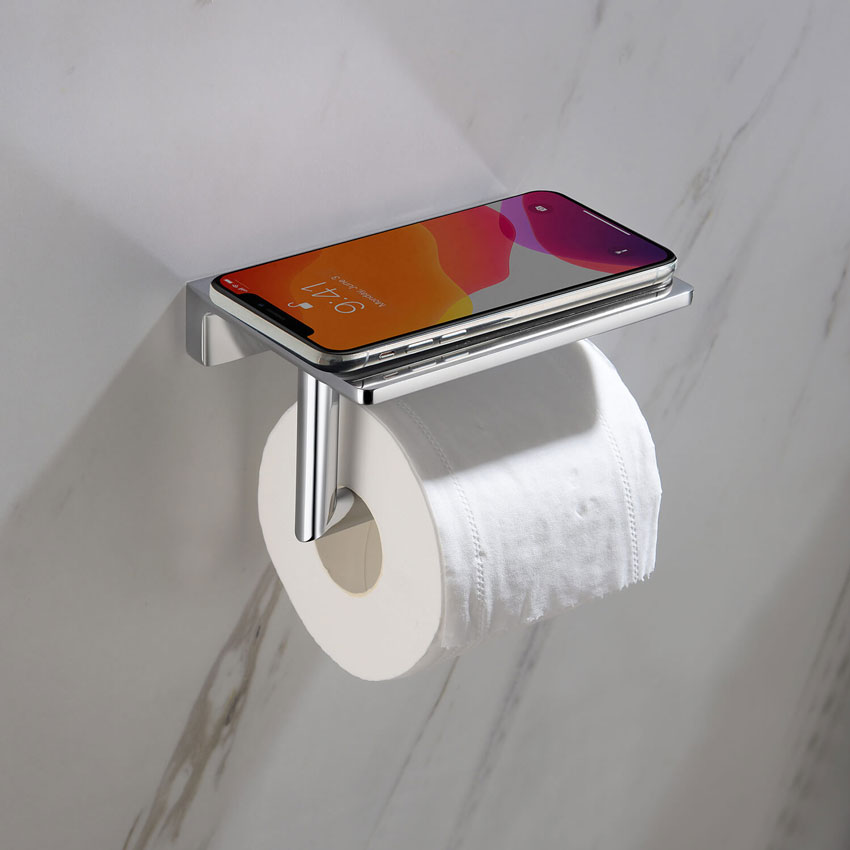 Бумагодержатель с полкой для телефона Timo Selene 10040/00 хром изображение