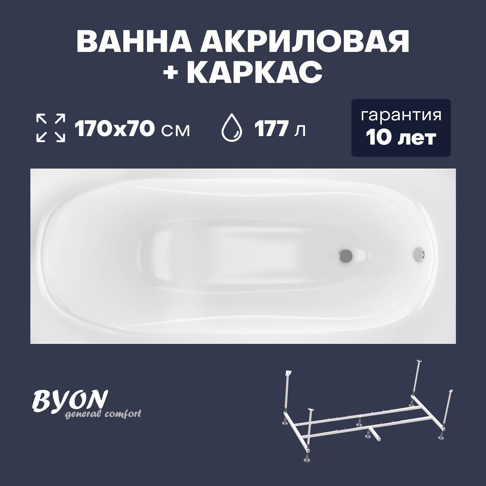 Ванна акриловая Byon Agesta 170х70х59 изображение