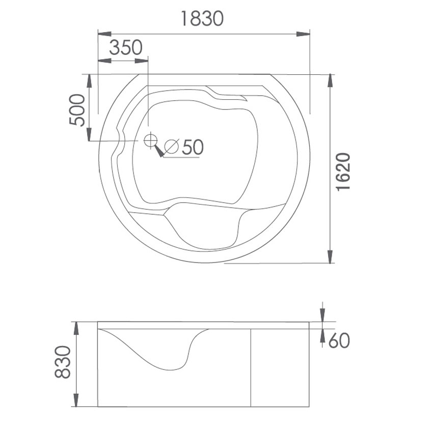 Ванна акриловая Gemy G9063 O изображение