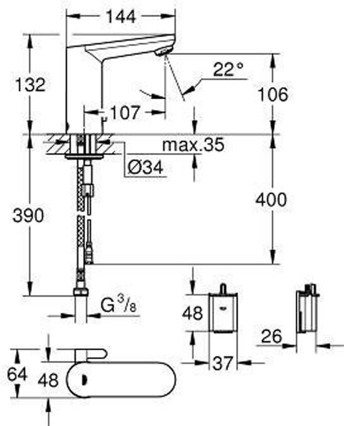 Смеситель для раковины Grohe Eurosmart Cosmopolitan E 36327001 изображение