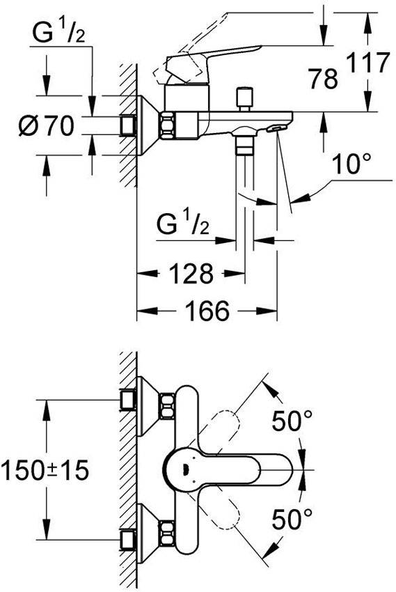 Смеситель для ванны Grohe BauEdge 23334000 изображение