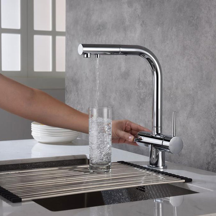 Смеситель для кухни с подключением фильтра и выдвижной лейкой Timo Saona 2356/00FL хром изображение