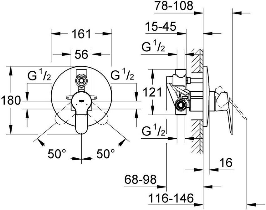Встраиваемый смеситель Grohe BauEdge 29079000 (со встраиваемым механизмом) изображение