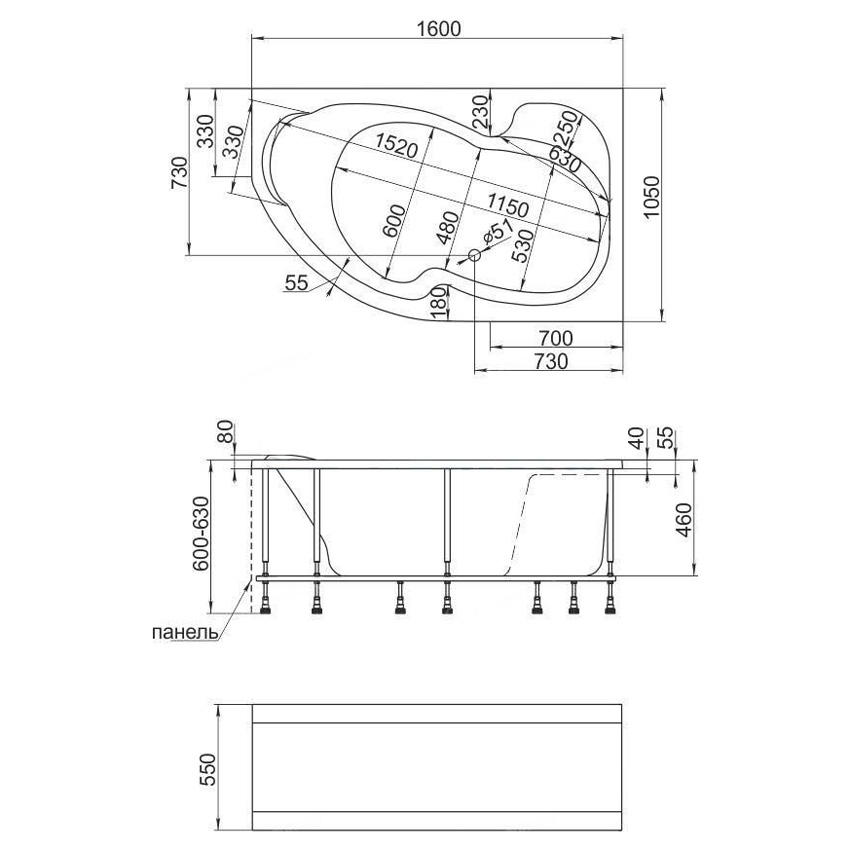Ванна акриловая Poseidon Artemida 160x105 L изображение