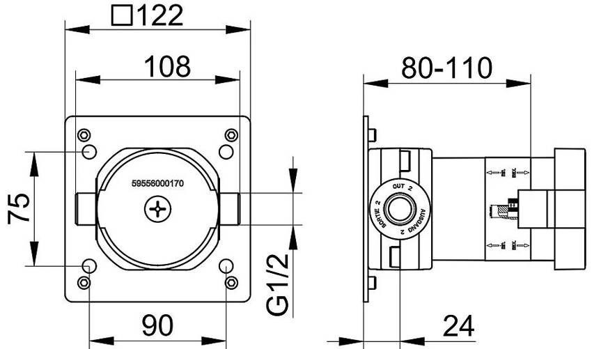 Скрытая часть смесителя Keuco IXMO 59556000170 изображение