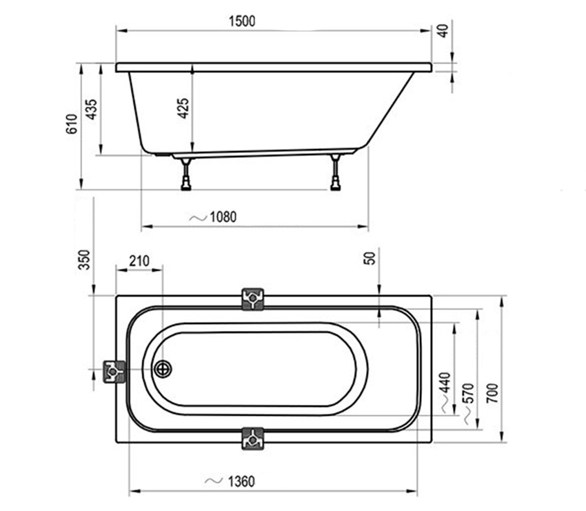 Ванна акриловая Ravak CHROME 150x70 изображение