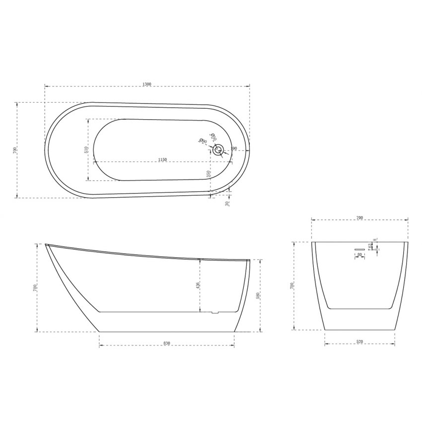 Ванна акриловая Abber AB9353 130 изображение