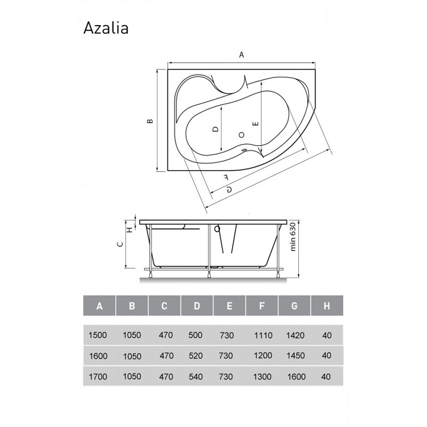 Ванна акриловая Vayer Azalia L 170x105 изображение