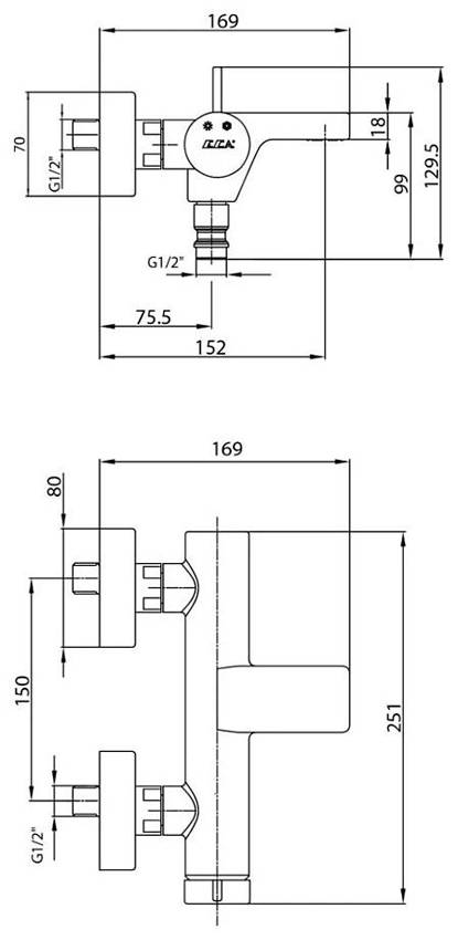 Смеситель для ванны E.C.A. Purity 102102477HEX изображение