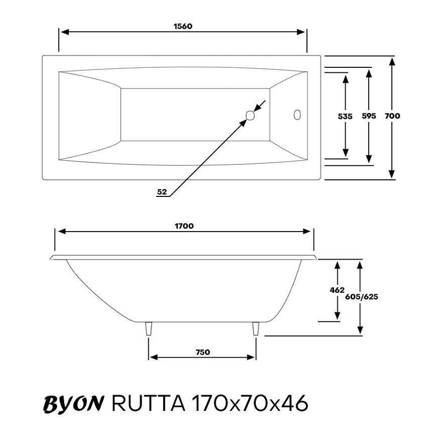 Ванна чугунная Byon Rutta 170x70x46 изображение