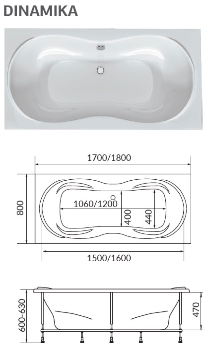 Ванна акриловая 1Marka Dinamika 170x80 изображение