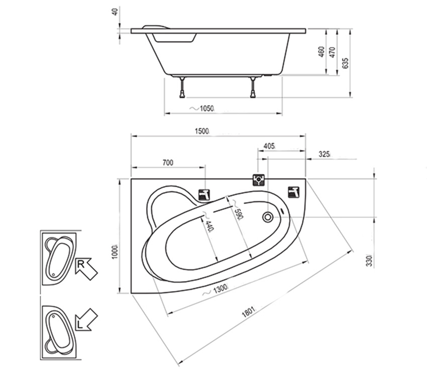 Ванна акриловая Ravak ASYMMETRIC 150х100R изображение