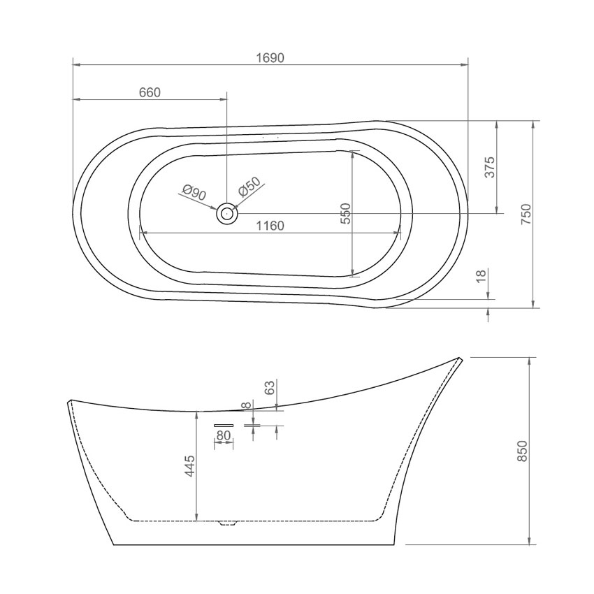 Ванна акриловая Abber AB9245 изображение