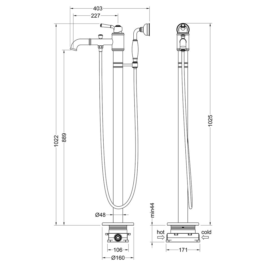 Смеситель напольный для ванны с душем Timo Arisa 5300/00Y-CR хром изображение