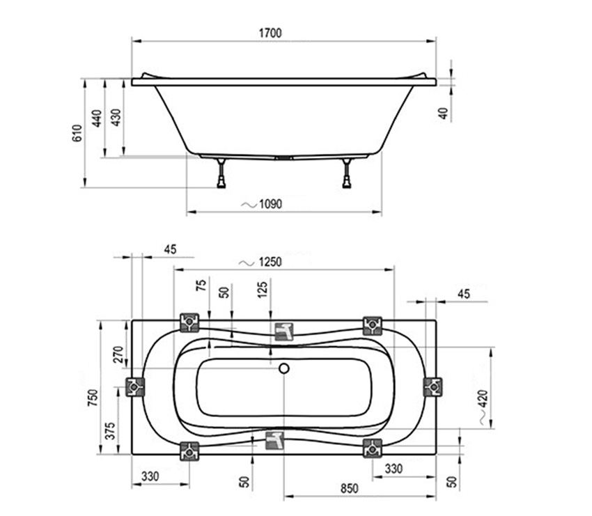 Ванна акриловая Ravak Campanula II 170x75 изображение