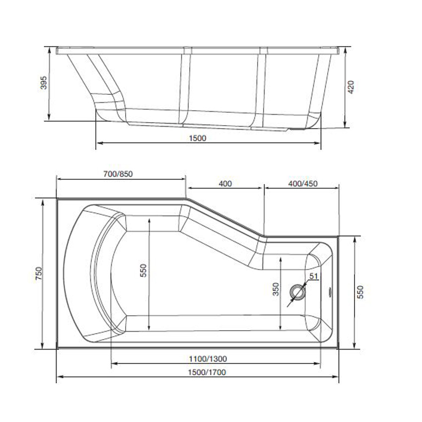 Ванна акриловая Marka One Convey 150x75 L изображение