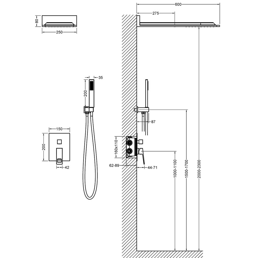 Душевая система встроенная Timo Briana SX-7139/00SM хром изображение