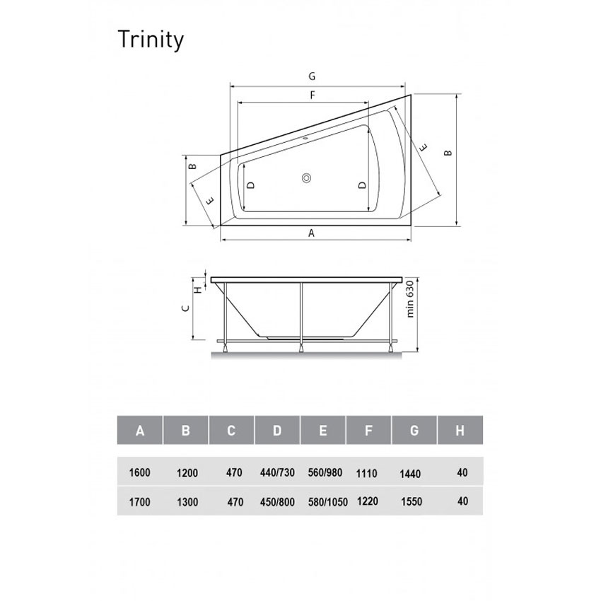 Ванна акриловая Vayer Trinity R 160x120 изображение