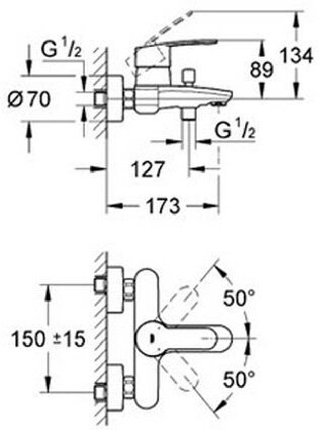 Смеситель для ванны Grohe Eurostyle Cosmopolitan 33591002 изображение