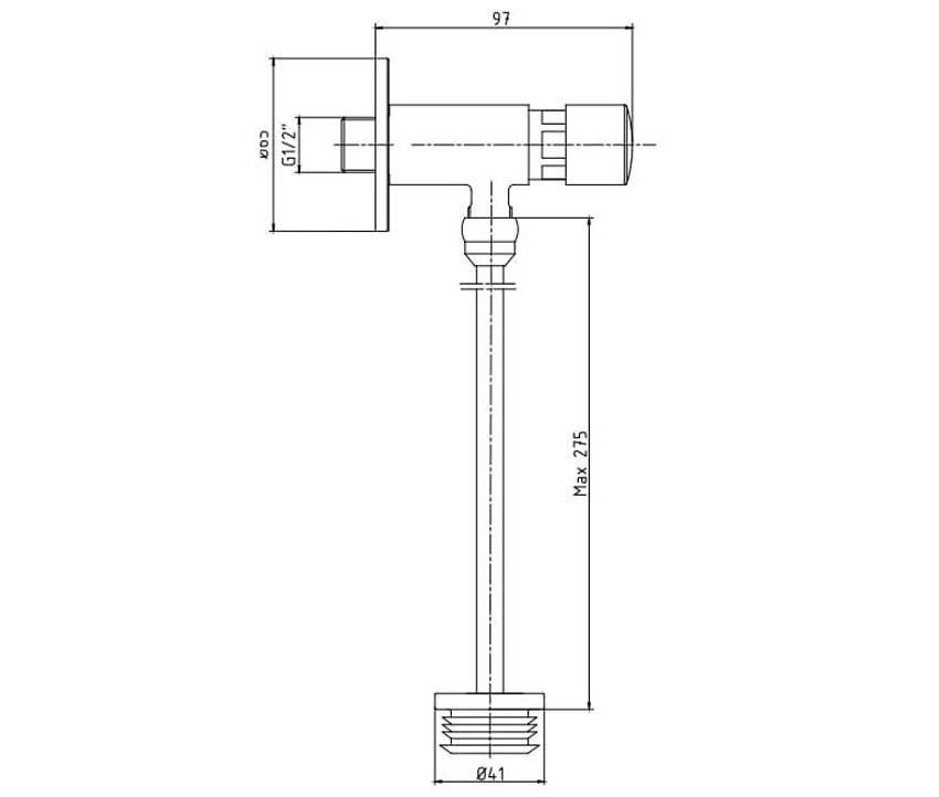 Смывной механизм для писсуара ECA 102111146EX хром изображение