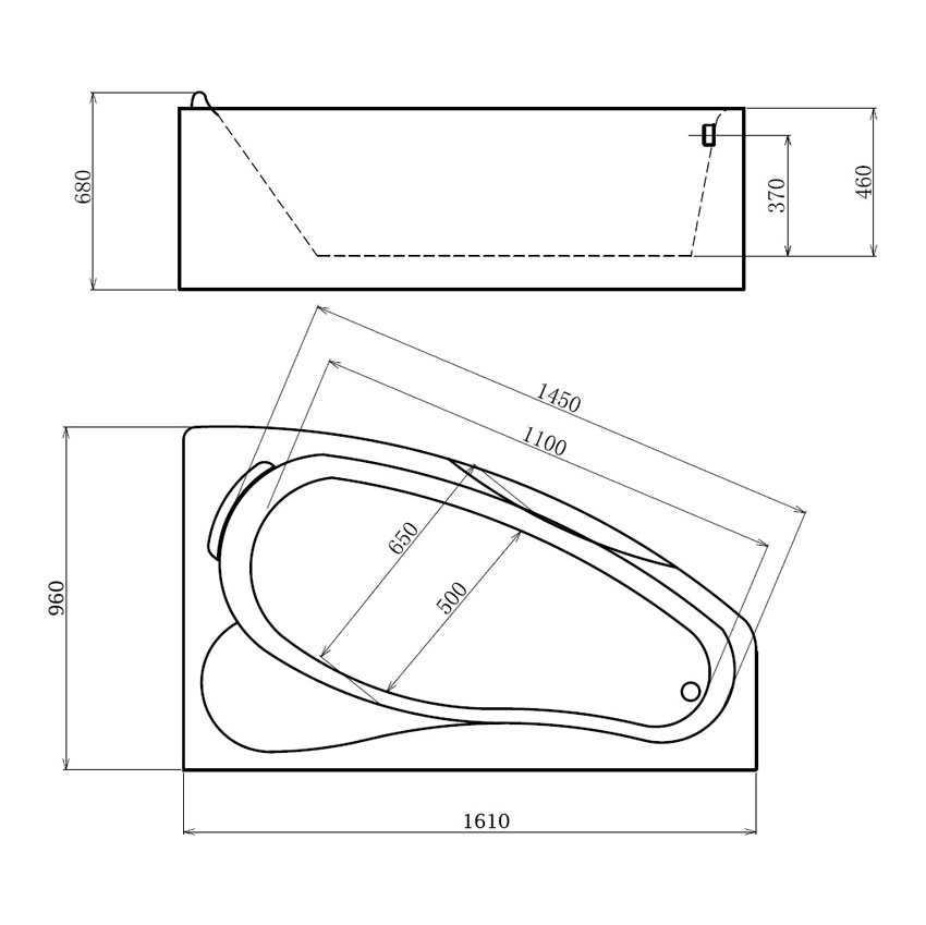 Ванна акриловая Gemy G9046 K R изображение