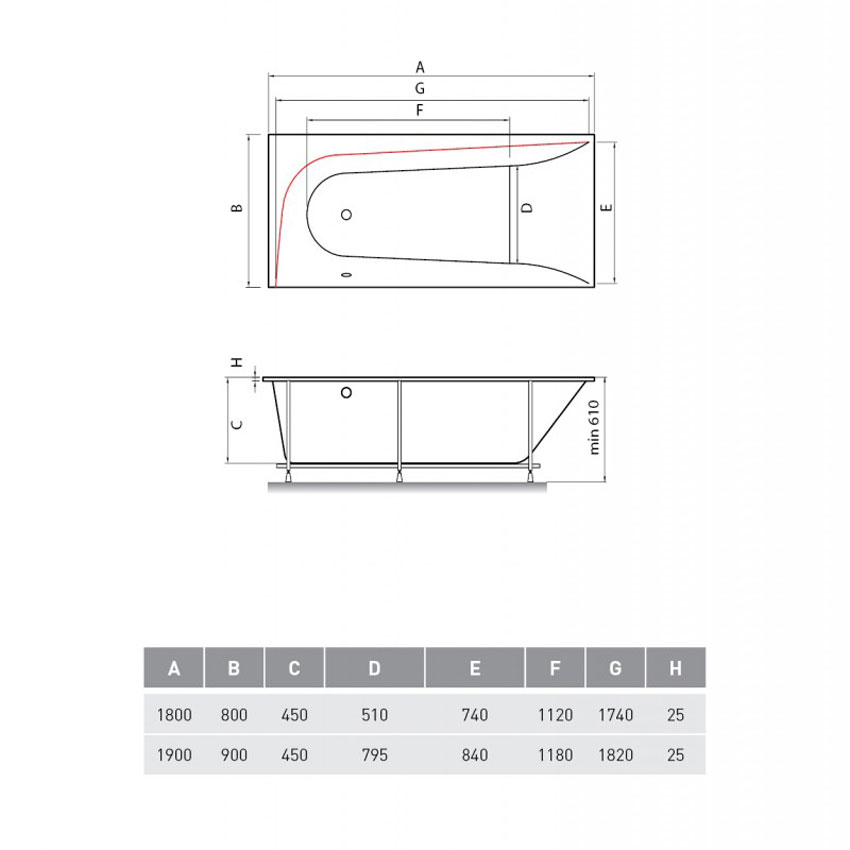 Ванна акриловая Vayer Boomerang (EH) 190x90 L изображение