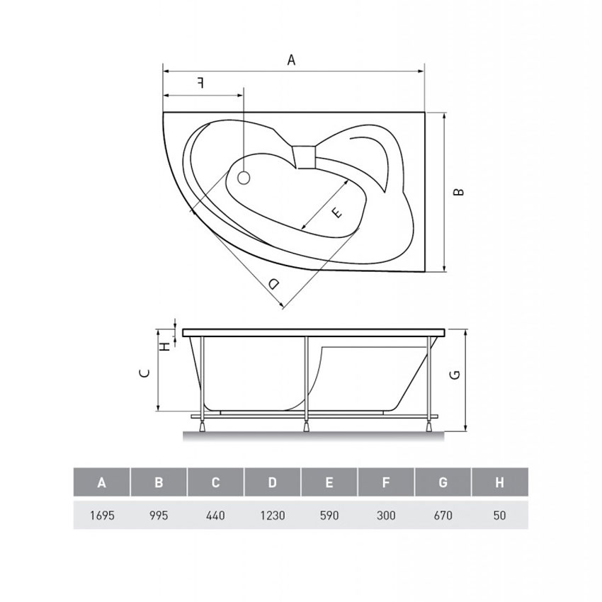 Ванна акриловая Relisan Eco Plus Эльба П 170х100 ППУ изображение
