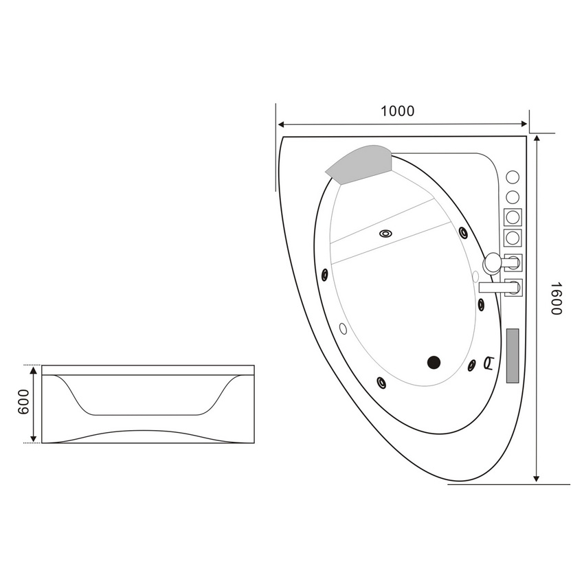 Ванна акриловая Black&White GB 5008 R с гидромассажем изображение