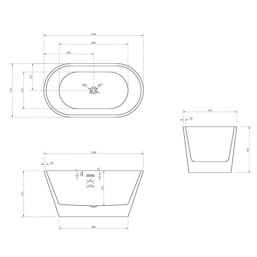 Ванна акриловая Abber AB9203 130 изображение