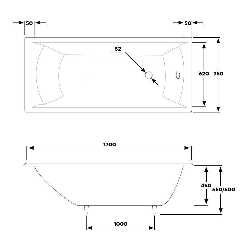 Ванна чугунная Byon Milan 170x75x45 изображение