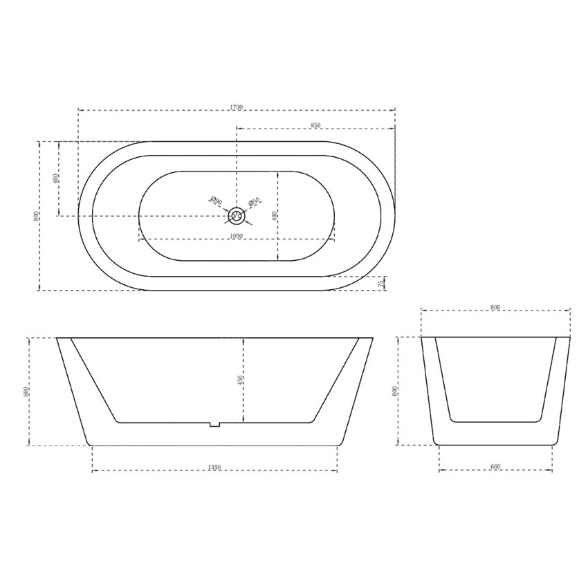 Ванна акриловая Abber AB9345 170 изображение
