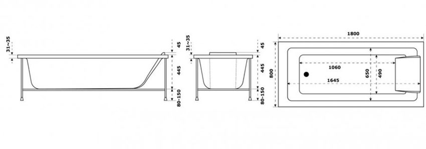 Ванна акриловая Jacob Delafon Sofa 180x80 изображение