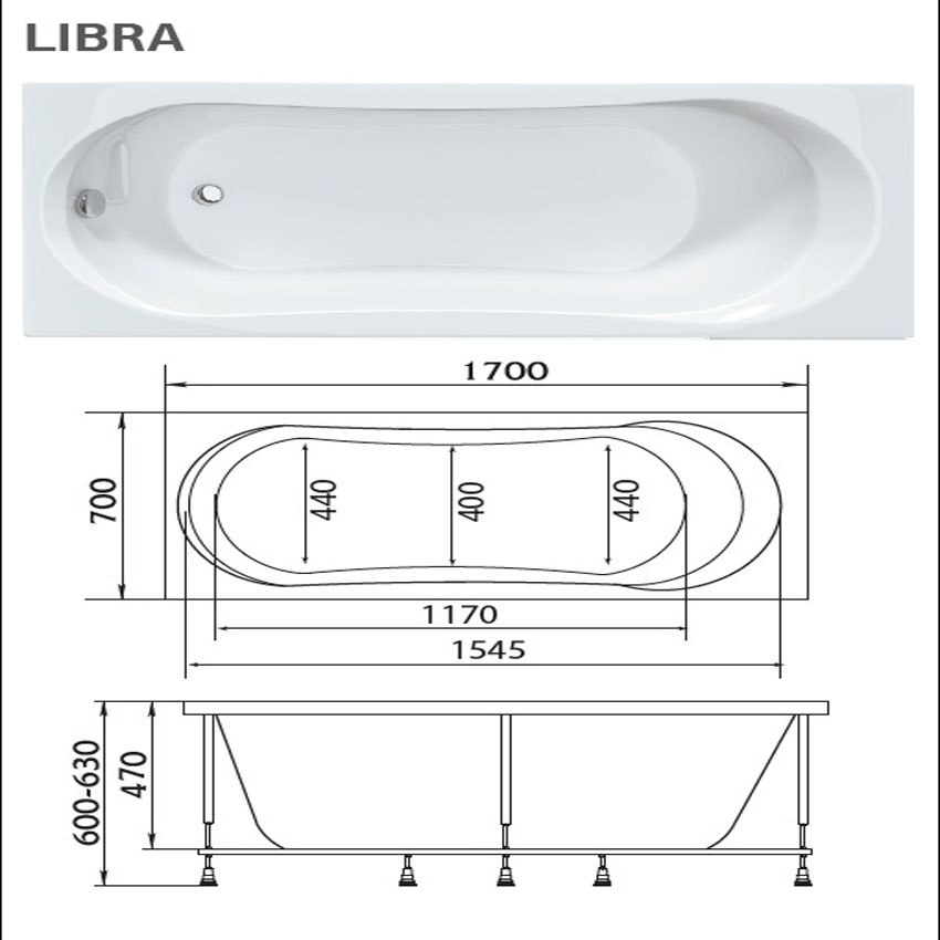 Ванна акриловая Marka One Libra 170х70 изображение