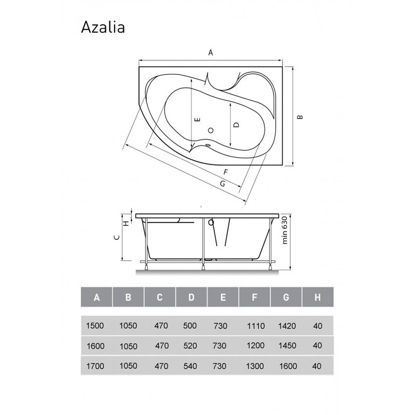 Ванна акриловая Vayer Azalia R 150x105 изображение