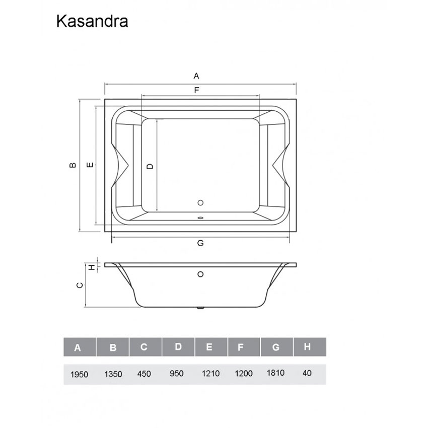 Ванна акриловая Vayer Kasandra 195х135 изображение