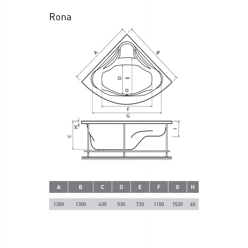 Ванна акриловая Relisan Rona 130x130 изображение